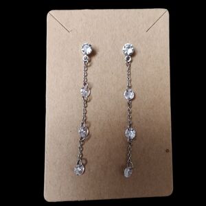 Elegant Silver & Crystal Dangling Earrings